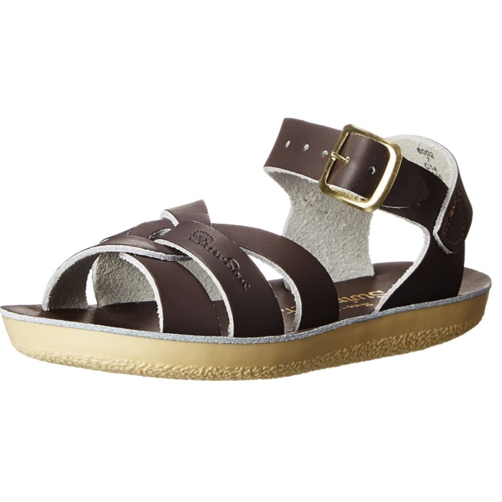NWT Brand New Salt Water Sandals in brown can be worn by a boy or girl.
